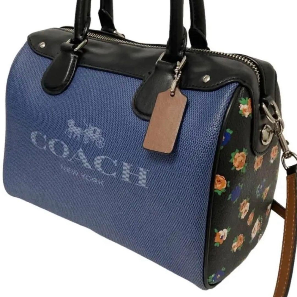 Coach Bennett Blue Denim Floral Satchel